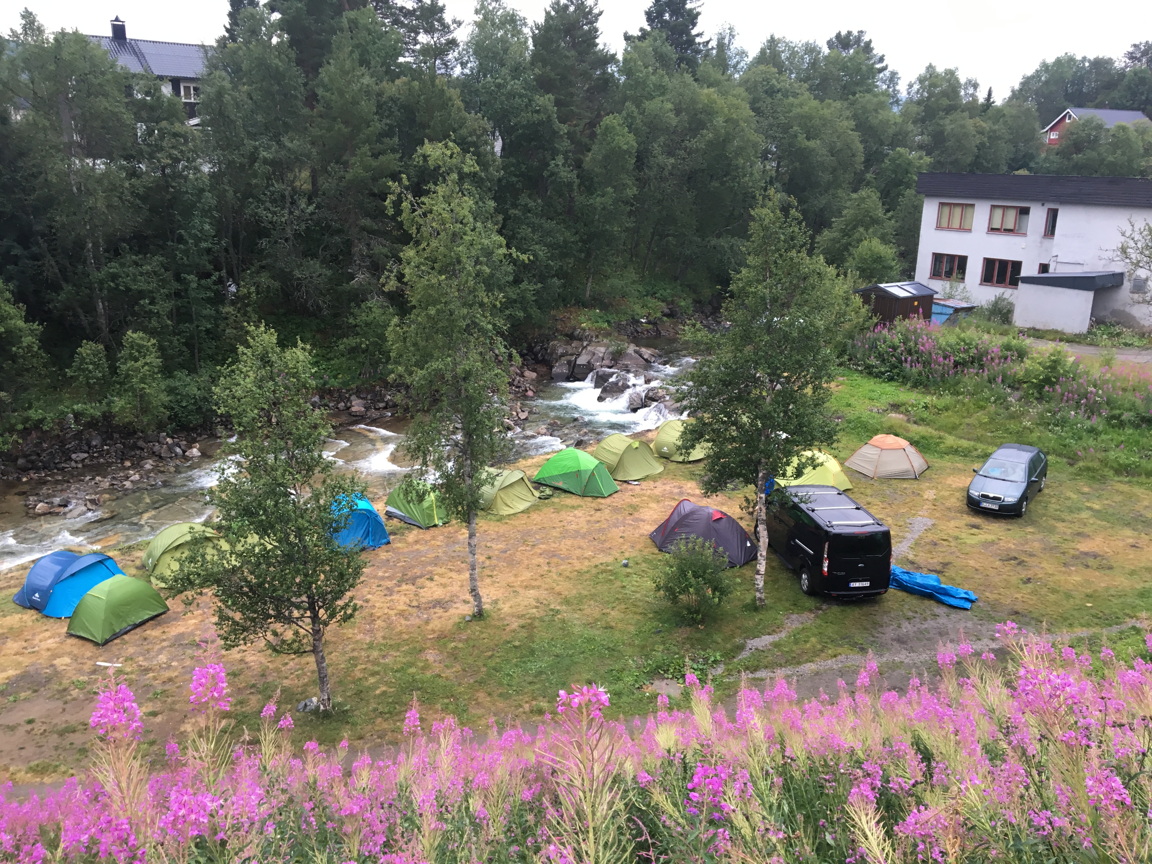 camping, teltplass ved elven
